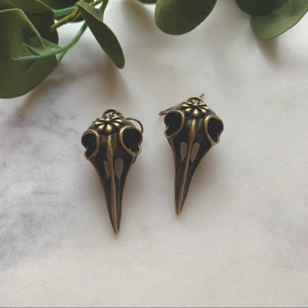 Boho Bird Skull Earrings